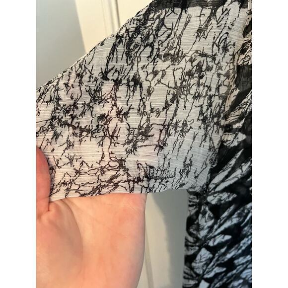 Eldior Sodeok Design Duster Kimono Women's OS Black White Floral Print Long Line - Picture 12 of 15